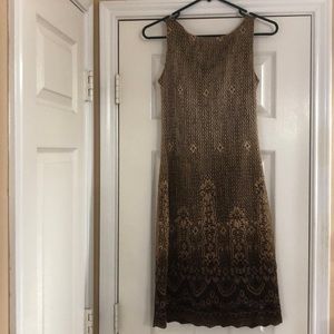 Brown midi dress with brown under lining